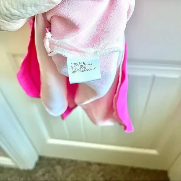 Madison Marcus Silk Dress in Pink and Cream rhinestone neckline size small - Picture 4 of 5